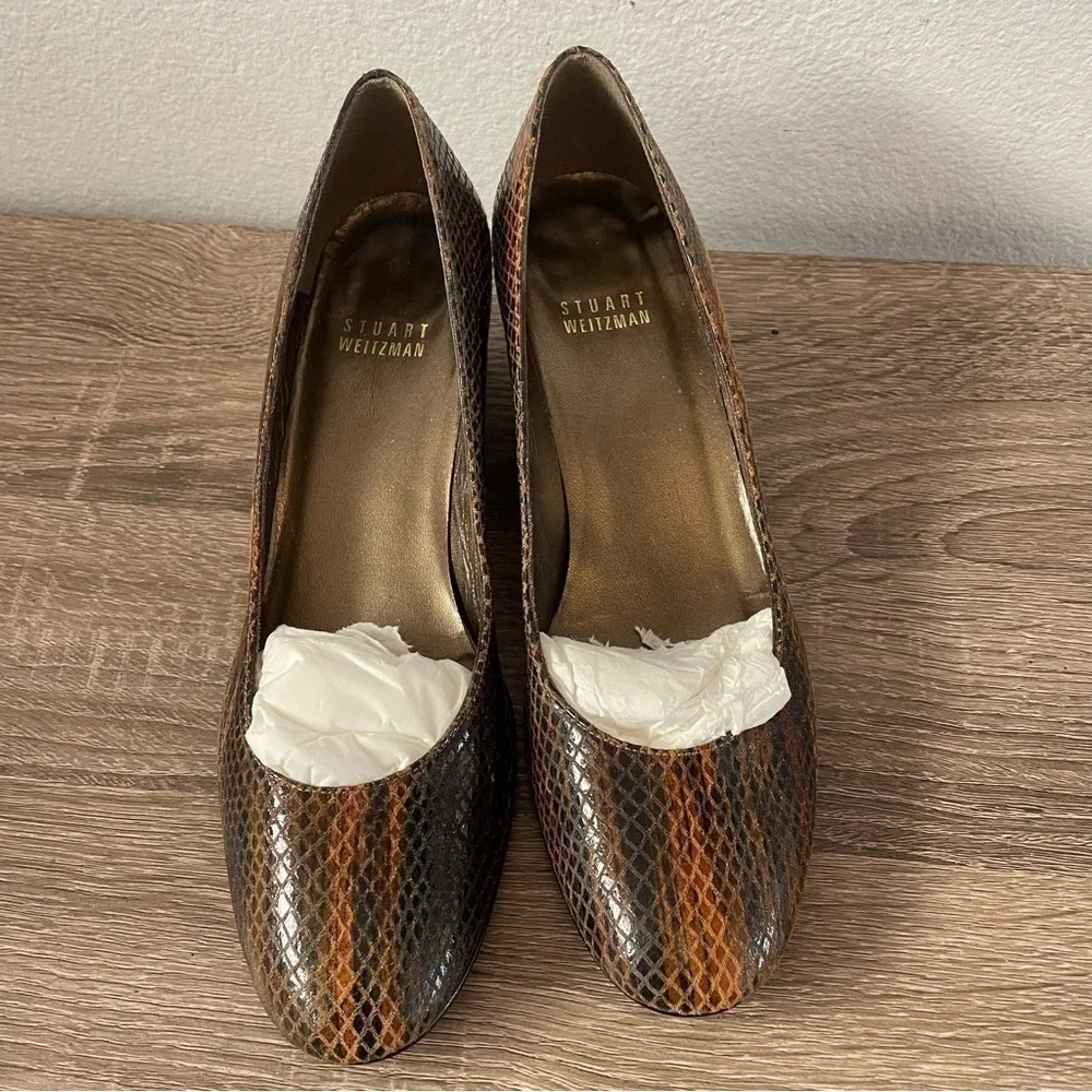 Stuart Weitzman Snakeskin Wedge Pumps, Size 6.5N